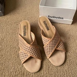 Size 8.5 N taupe slide with cork and leather heel.  Beautiful woven design.